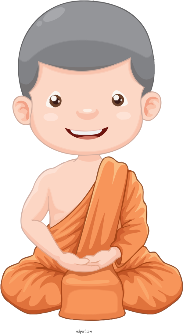 Free Bodhi Monk Meditation Cartoon For Bodhi Festival Clipart Transparent Background