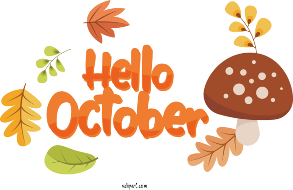 Free October Leaf Cartoon Commodity For Hello October Clipart Transparent Background