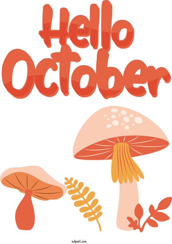 Free October Design Cartoon Text For Hello October Clipart Transparent Background