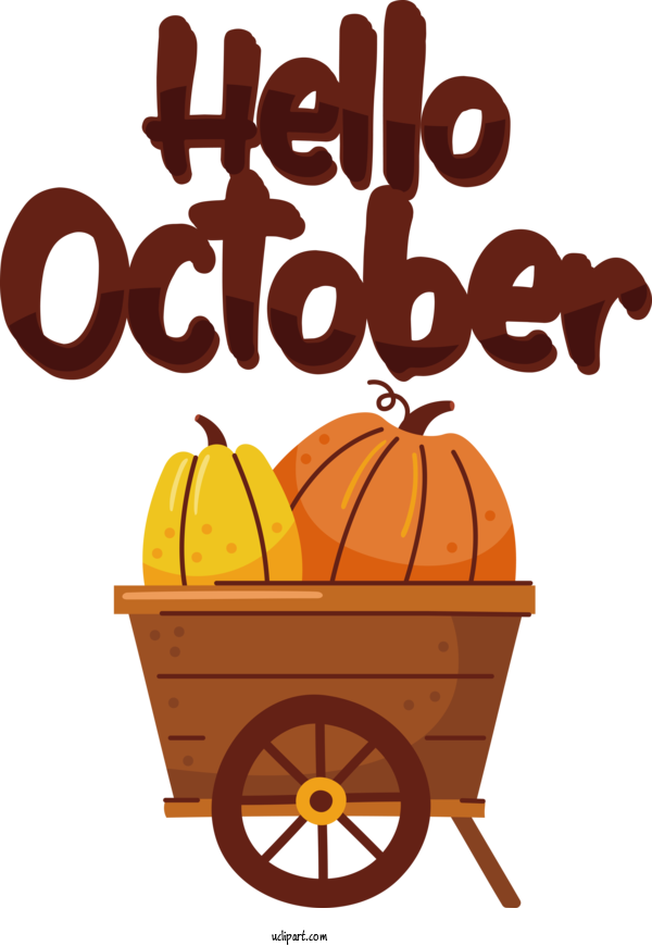 Free October Jack O' Lantern Logo Text For Hello October Clipart Transparent Background