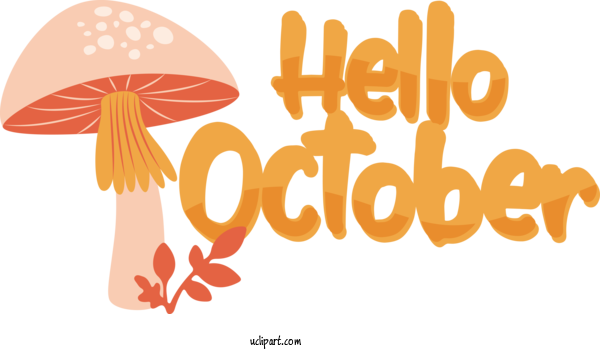 Free October Logo Design Text For Hello October Clipart Transparent Background