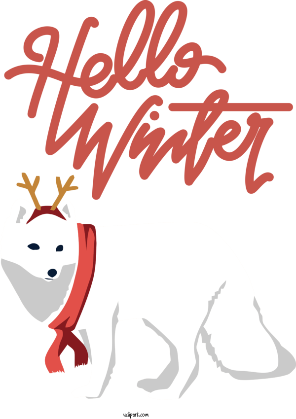 Free Winter Cartoon Red Text For Hello Winter Clipart Transparent Background