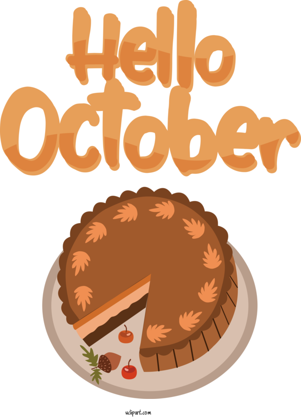 Free October Chocolate Cake Chocolate Cake For Hello October Clipart Transparent Background