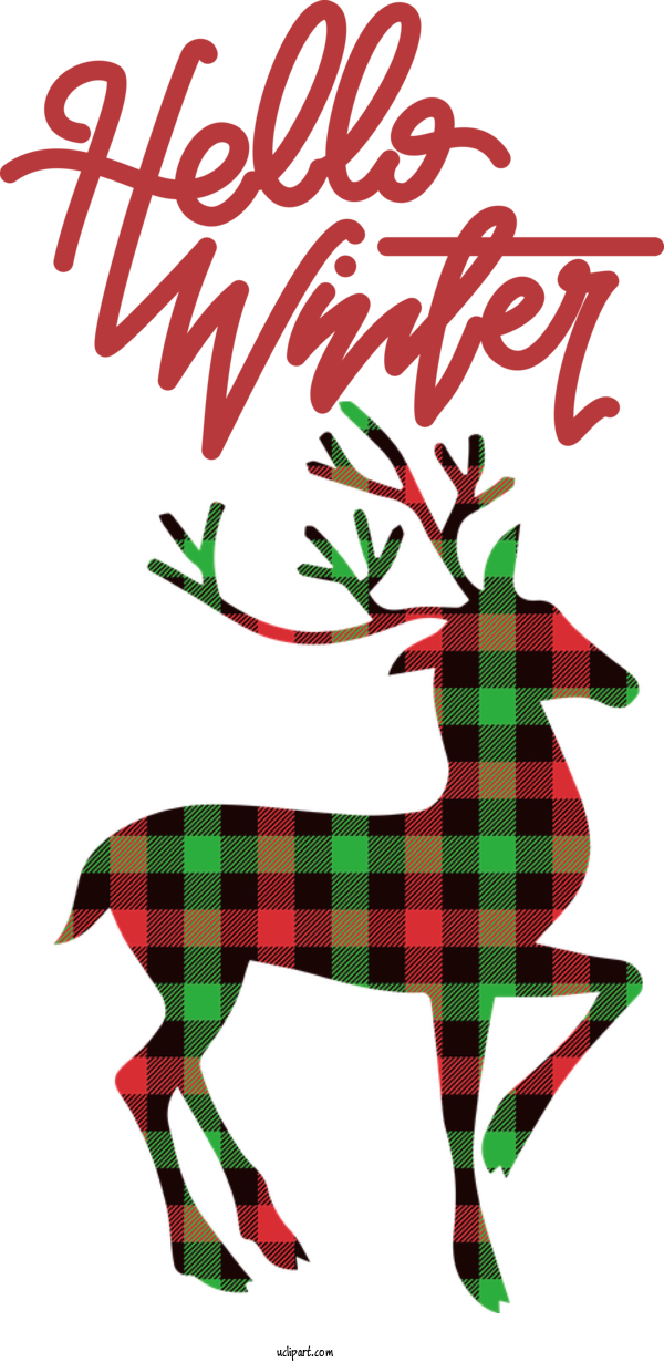 Free Winter Deer Reindeer White Tailed Deer For Hello Winter Clipart Transparent Background