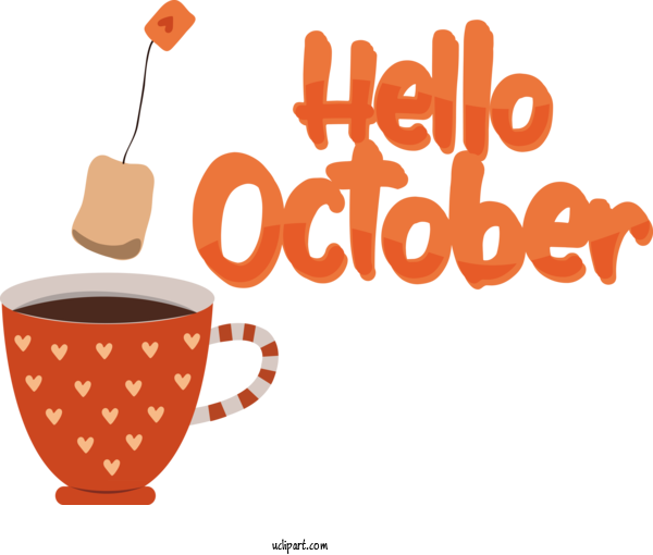 Free October Coffee Coffee Cup Logo For Hello October Clipart Transparent Background