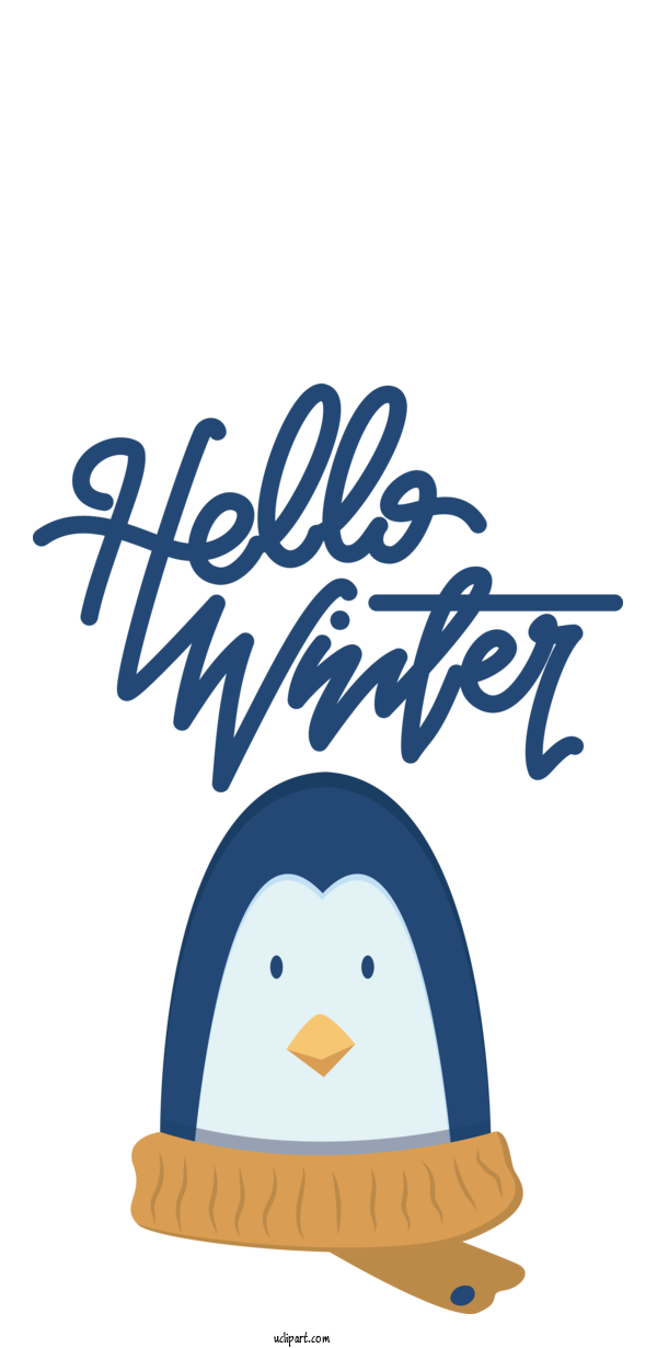 Free Winter Birds Flightless Bird Logo For Hello Winter Clipart Transparent Background