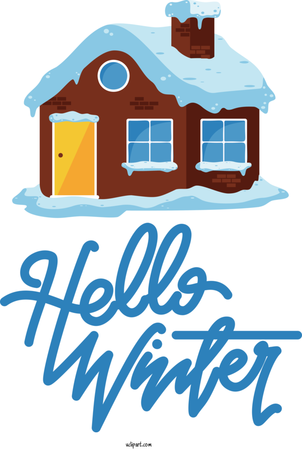 Free Winter Logo Text Line For Hello Winter Clipart Transparent Background