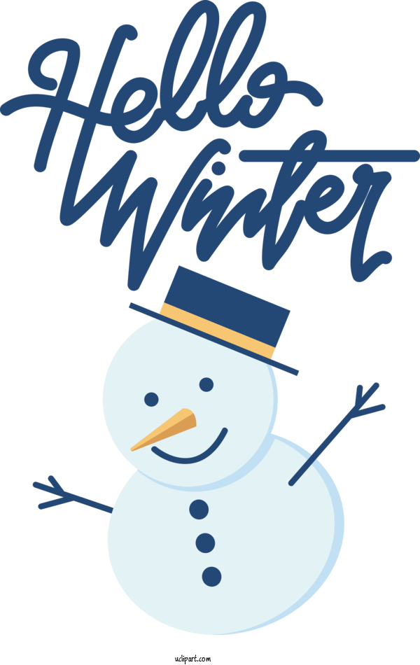 Free Winter Cartoon Line White For Hello Winter Clipart Transparent Background