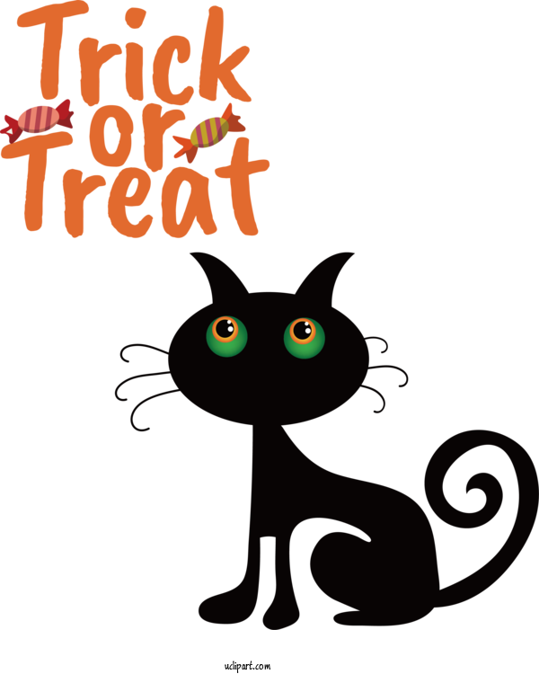 Free Holiday Cat Cat Like Tail For Happy Halloween Clipart Transparent Background