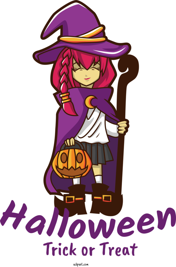 Free Holiday Cartoon Violet Pink For Happy Halloween Clipart Transparent Background
