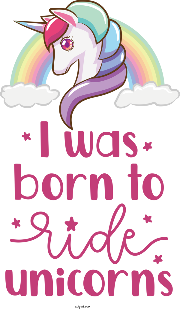 Free Unicorn Cartoon Text Pink For Ride Unicorns Clipart Transparent Background