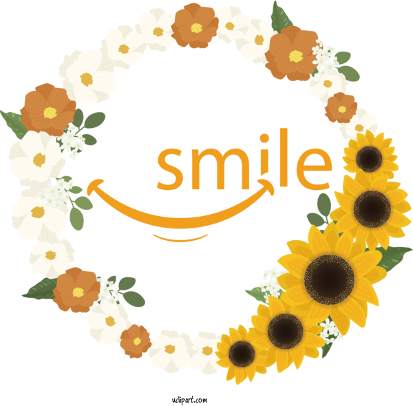 Free Holiday Common Sunflower Leaf Flower For World Smile Day Clipart Transparent Background