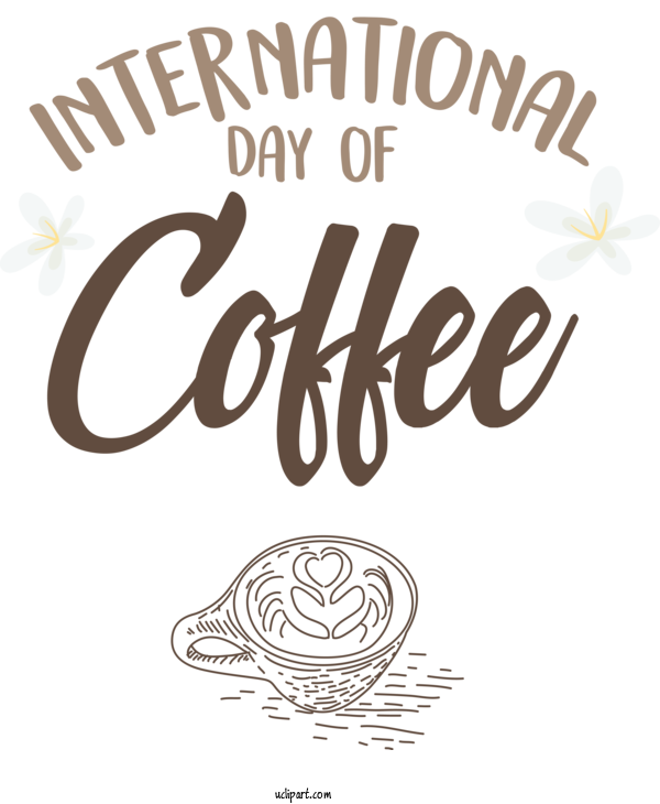 Free Holiday Logo Calligraphy Design For International Coffee Day Clipart Transparent Background
