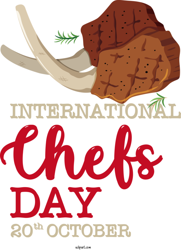 Free Holiday Logo Commodity Calligraphy For International Chefs Day Clipart Transparent Background