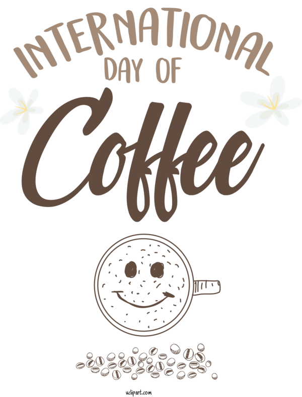 Free Holiday Logo Calligraphy Line For International Coffee Day Clipart Transparent Background