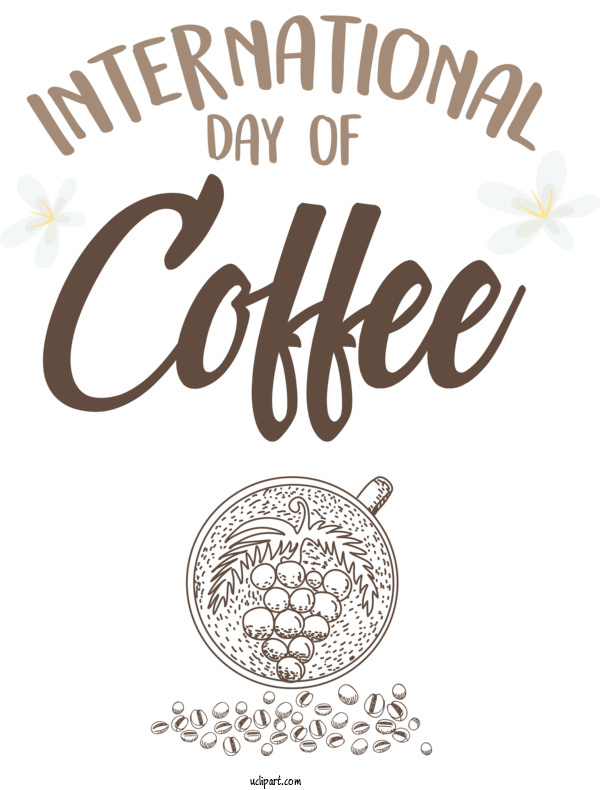 Free Holiday Logo Calligraphy Line For International Coffee Day Clipart Transparent Background