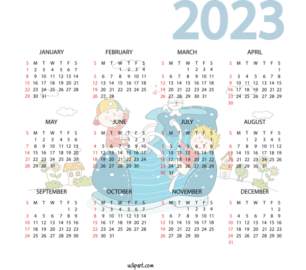 Free 2023 Calendar Calendar 2022 Annual Calendar For 2023 Printable Yearly Calendar Clipart Transparent Background