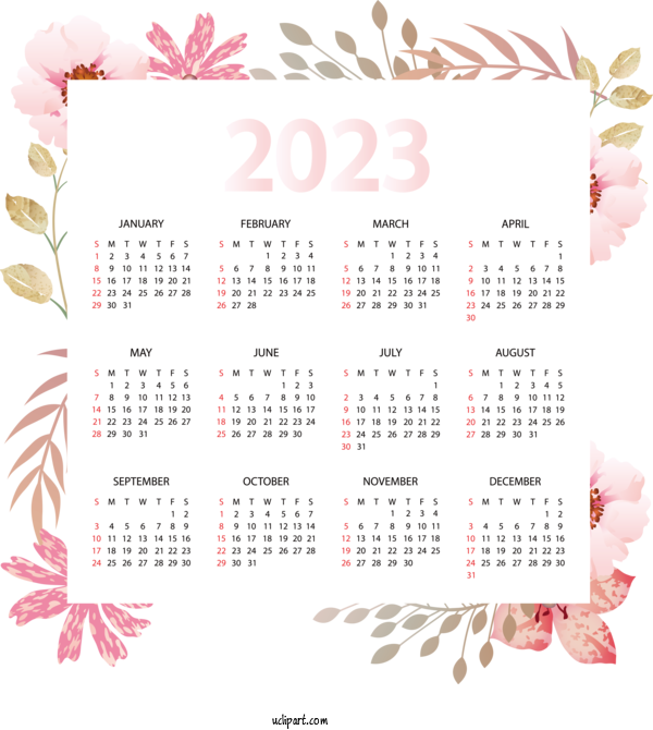Free 2023 Calendar Design Calendar Line For 2023 Printable Yearly Calendar Clipart Transparent Background