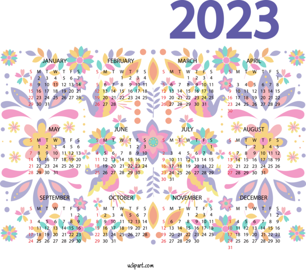 Free 2023 Calendar Visual Arts Design Line For 2023 Printable Yearly Calendar Clipart Transparent Background
