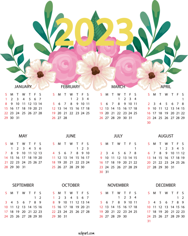 2023 Calendar Logo Ferragosto Typography For 2023 Printable Yearly ...