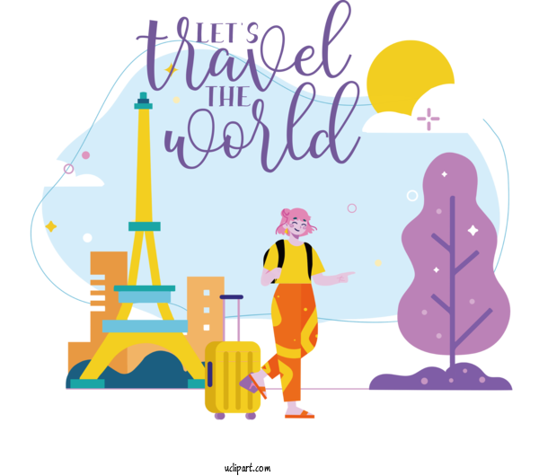 Free Travel Quote Eiffel Tower Drawing Tower For Lets Travel The World Clipart Transparent Background