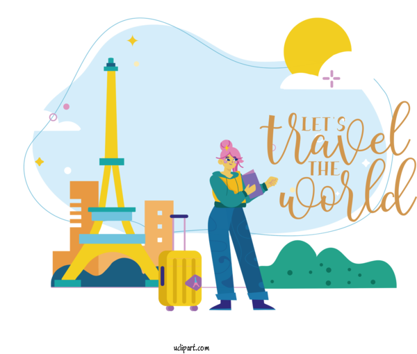 Free Travel Quote Eiffel Tower World Tourism Day Tourism For Lets Travel The World Clipart Transparent Background