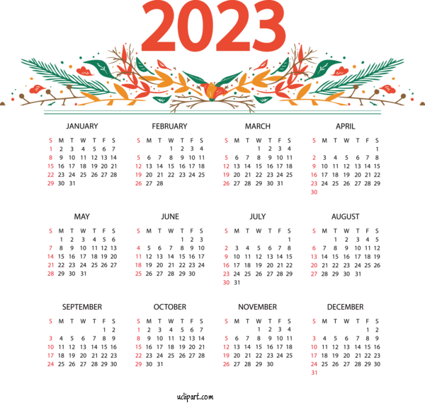 Free 2023 Calendar Calendar Design Line For 2023 Printable Yearly Calendar Clipart Transparent Background