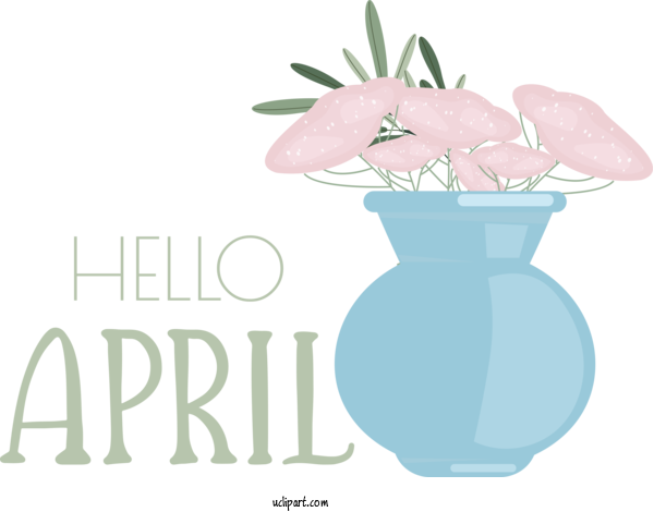 Free April Art Design Flower Flowerpot Design For Hello April Clipart Transparent Background