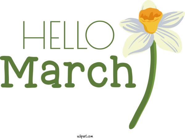 Free March Art Design Floral Design Leaf Plant Stem For Hello March Clipart Transparent Background
