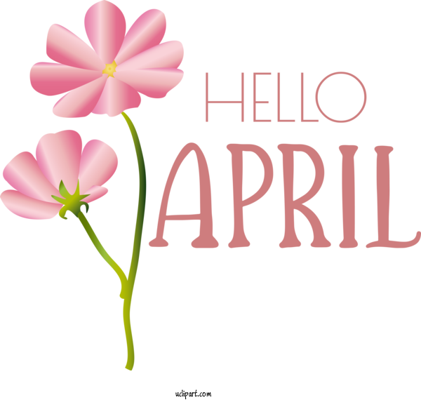 Free April Art Design Floral Design Flower Petal For Hello April Clipart Transparent Background