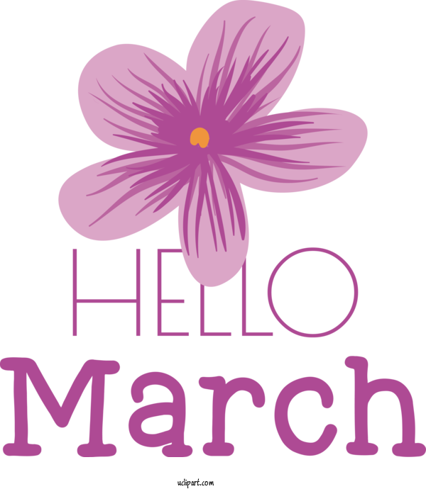 Free March Art Design Herbaceous Plant Design Violet For Hello March Clipart Transparent Background