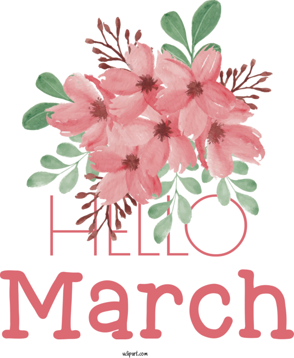 Free March Art Design Mother's Day Flower Floral Design For Hello March Clipart Transparent Background