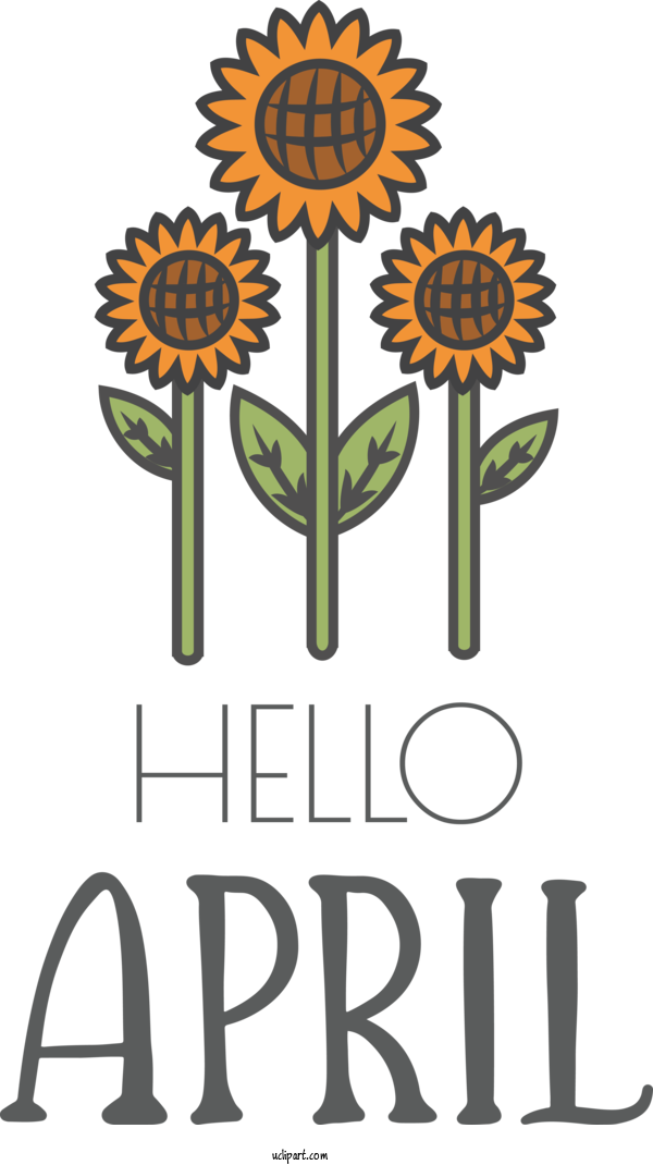 Free April Art Design Flower Drawing Design For Hello April Clipart Transparent Background