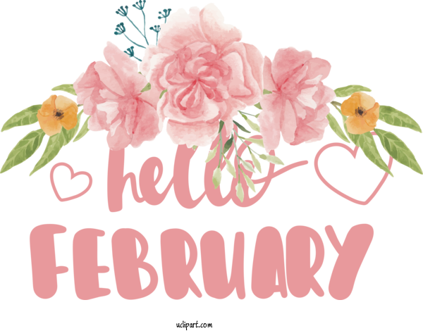 Free February Art Design Hello February: Hello February 2020 February Drawing For Hello February Clipart Transparent Background