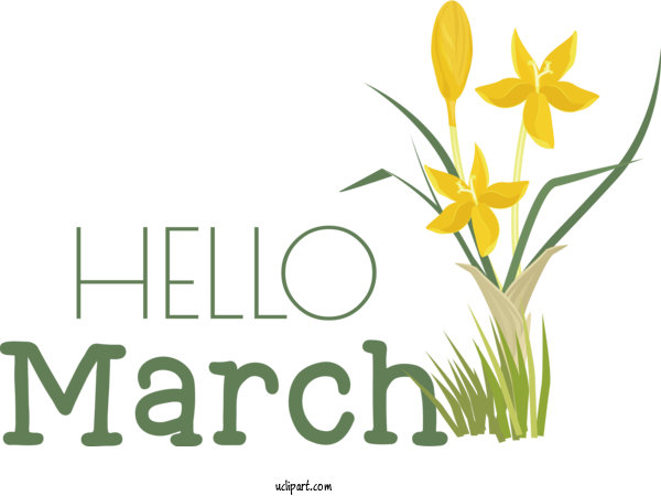 Free March Art Design Leaf Cut Flowers Floral Design For Hello March Clipart Transparent Background