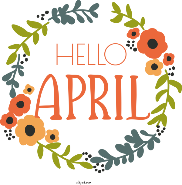 Free April Art Design Design Wreath Cross Stitch For Hello April Clipart Transparent Background