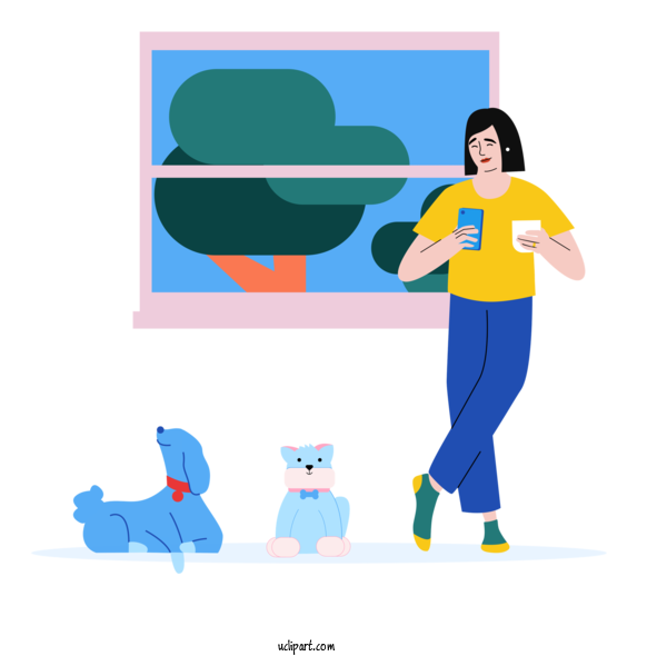 Free Girl With Pet Richard Watterson Drawing Cartoon For Going For A Walk Clipart Transparent Background