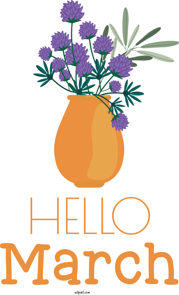 Free March Art Design Flower Floral Design Vase For Hello March Clipart Transparent Background