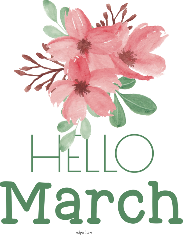 Free March Art Design Clip Art For Fall Flower Mother's Day For Hello March Clipart Transparent Background