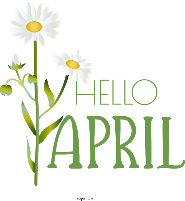 Free April Art Design Plant Stem Floral Design Common Sunflower For Hello April Clipart Transparent Background