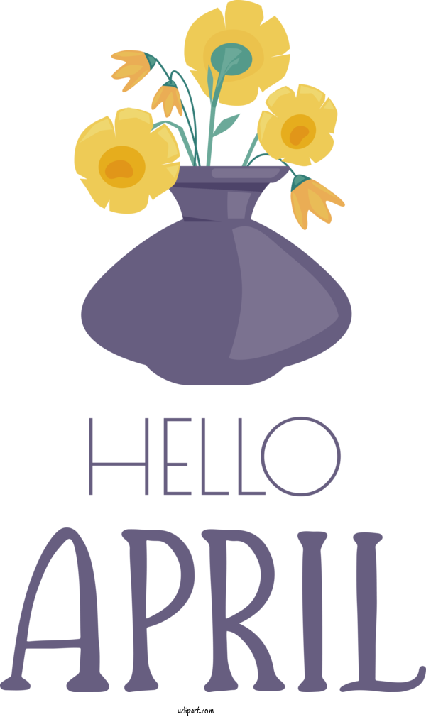 Free April Art Design Flower Design Floral Design For Hello April Clipart Transparent Background