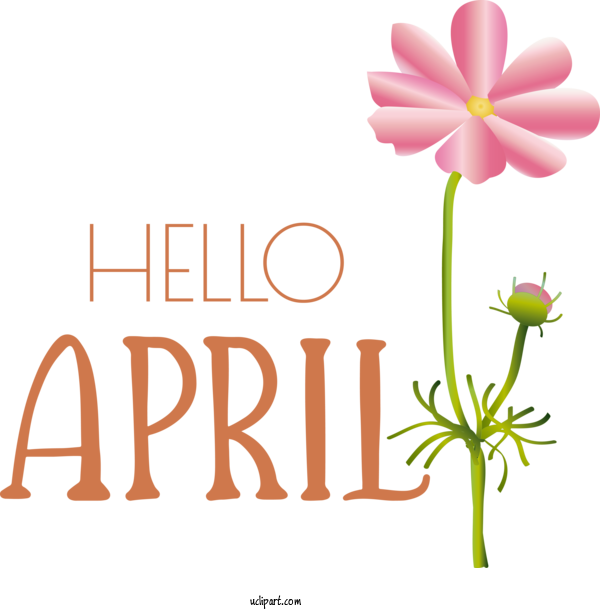 Free April Art Design Plant Stem Floral Design Flower For Hello April Clipart Transparent Background