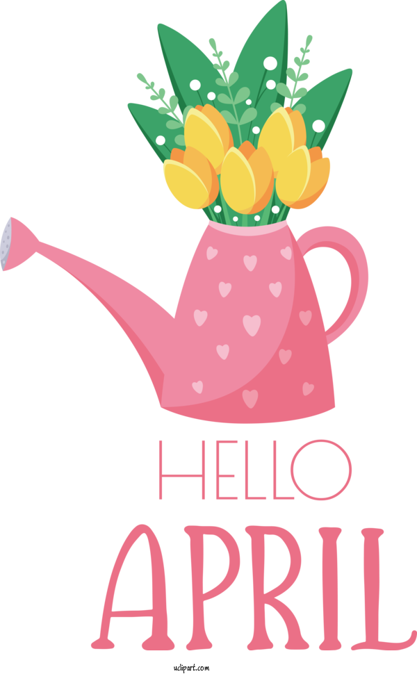 Free April Art Design Flower Drawing Design For Hello April Clipart Transparent Background