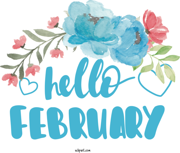 Free February Art Design Hello February: Hello February 2020 Drawing Design For Hello February Clipart Transparent Background