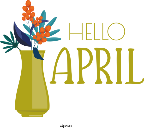 Free April Art Design Flower Floral Design Autumn For Hello April Clipart Transparent Background