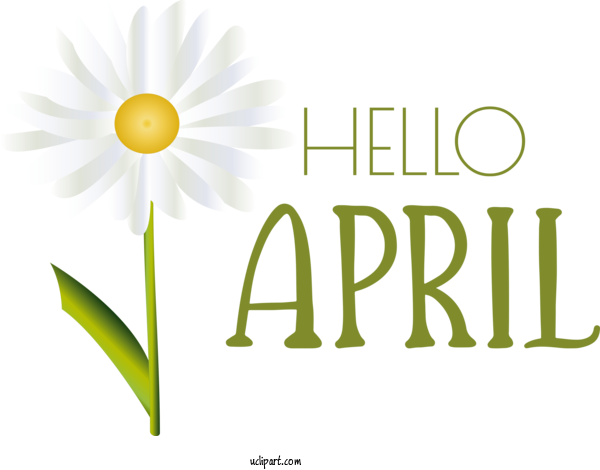 Free April Art Design Floral Design Plant Stem Flower For Hello April Clipart Transparent Background