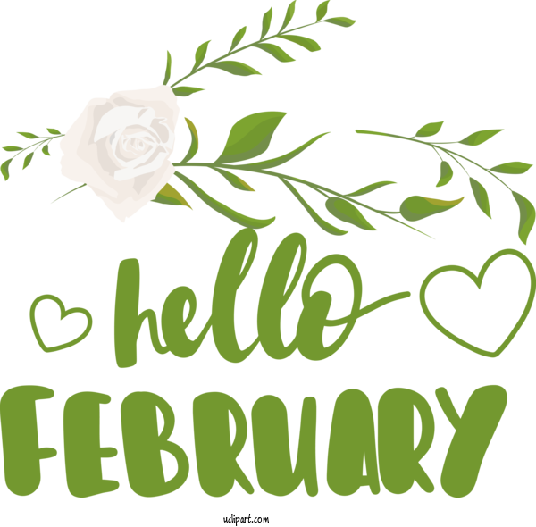 Free February Art Design Leaf Floral Design Flower For Hello February Clipart Transparent Background