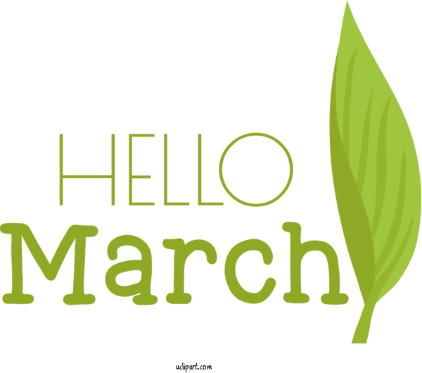Free March Art Design Leaf Logo Font For Hello March Clipart Transparent Background