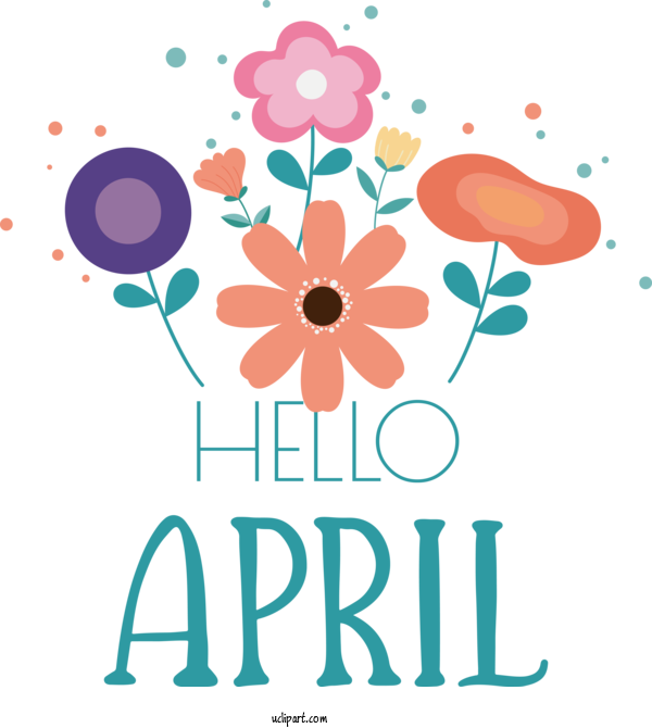 Free April Art Design Flower Autumn Floral Design For Hello April Clipart Transparent Background