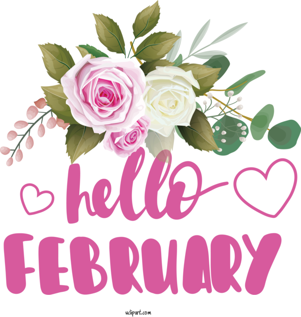 Free February Art Design Calendar Calendar Date Julian Calendar For Hello February Clipart Transparent Background